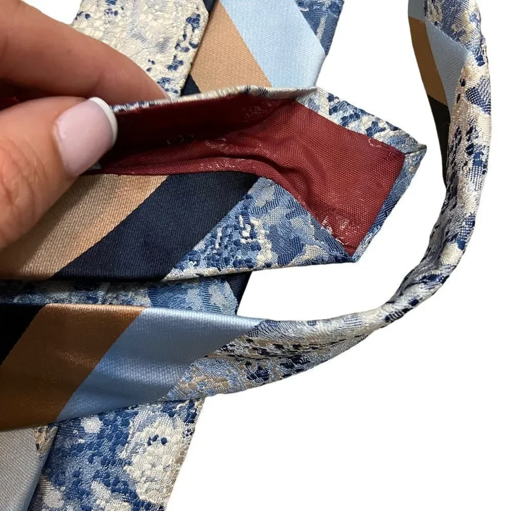Vintage 70’s Oleg Cassini by Burma Mixed Media Blue Tie‎